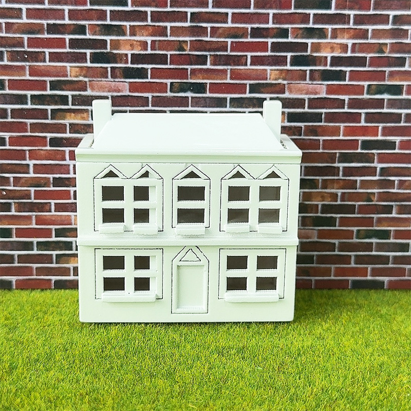 Kids Toys House - 1:12 Dollhouse Miniatures White Wooden Villa