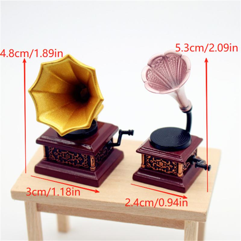 Kids Toys House - Dollhouse Vintage Phonograph Miniatures Model Living