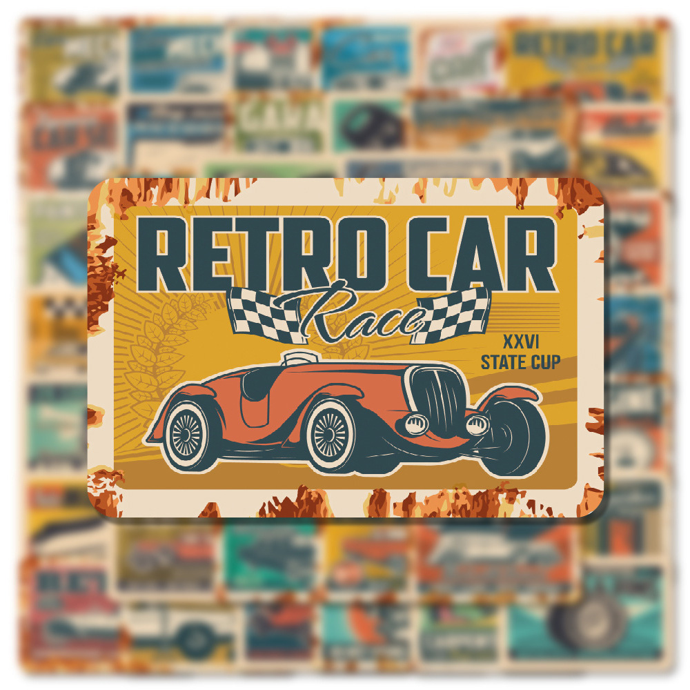 10/30/50pcs Retro Ads Car Stic - Kids Toys Vintage 评论和价格