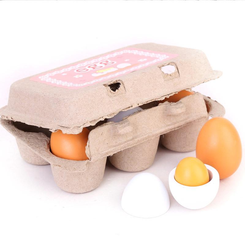 6Pcs Kitchen Wooden Artificial - Kids Toys Play Egg 评论和价格