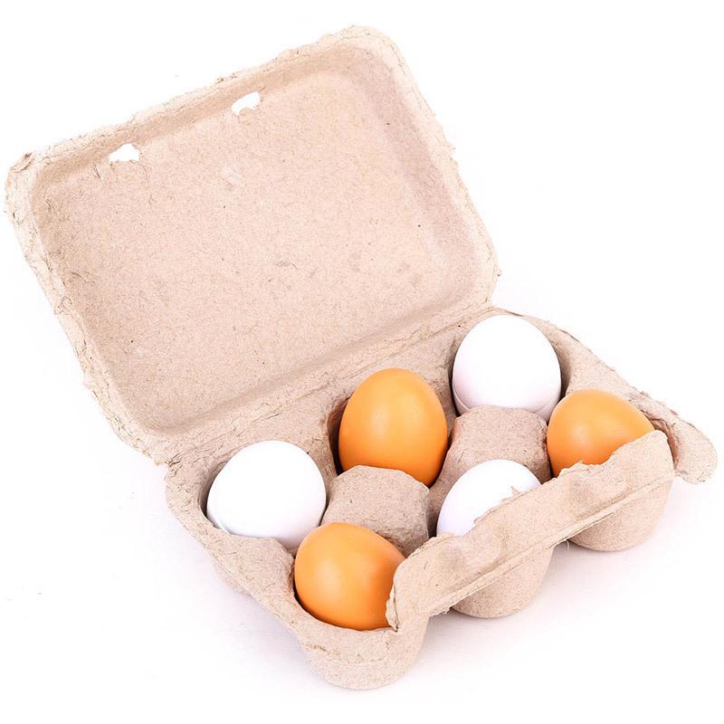 6Pcs Kitchen Wooden Artificial - Kids Toys Play Egg 评论和价格